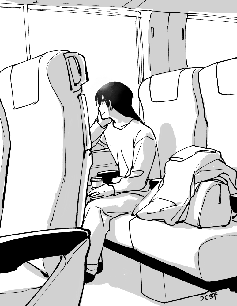 電車で旅行するイザヤ